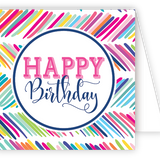 Rosanne Beck Happy Birthday Herringbone enclosure card — vibrant gift tag with elegant pattern. Available at Be Charmed