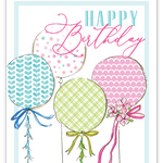 Rosanne Beck handpainted happy birthday card featuring colorful balloons design—perfect for celebrations, available now at Be Charmed.