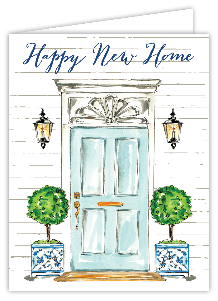 ✅ Alt Text (Improved):
Rosanne Beck handpainted greeting card featuring a welcoming front door design with “Happy New Home” message—perfect for housewarmings, at Be Charmed.