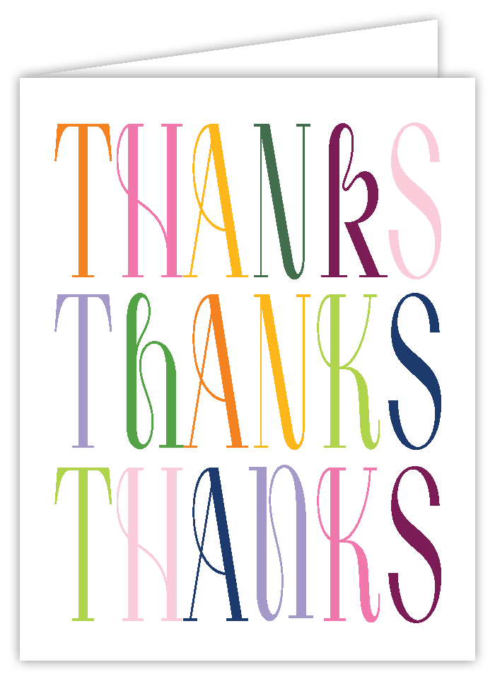 Rosanne Beck handpainted thank you card with elegant “Thanks” lettering—perfect for showing gratitude, available now at Be Charmed.