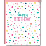 Bright and colorful Rosanne Beck Happy Birthday Fun Dots greeting card featuring festive dot design, available at Be Charmed.