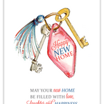 Rosanne Beck Happy New Home card with handpainted keys — thoughtful greeting for new homeowners. Available at Be Charmed