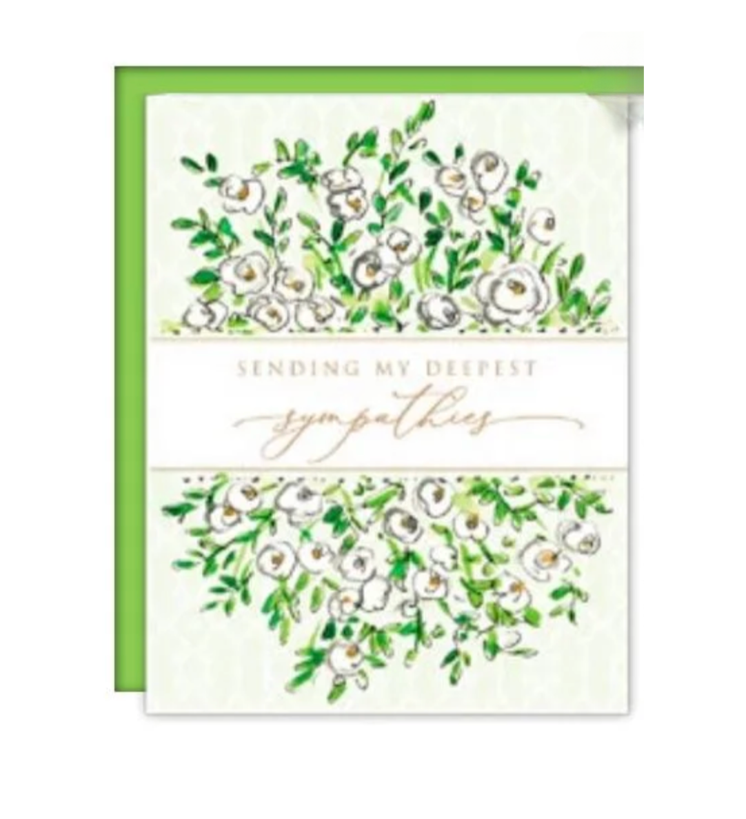 Rosanne Beck White Camellias sympathy card — elegant handpainted floral design for condolences. Available at Be Charmed
