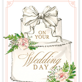 Rosanne Beck Wedding Day Cake card — handpainted tiered wedding cake design. Available at Be Charmed