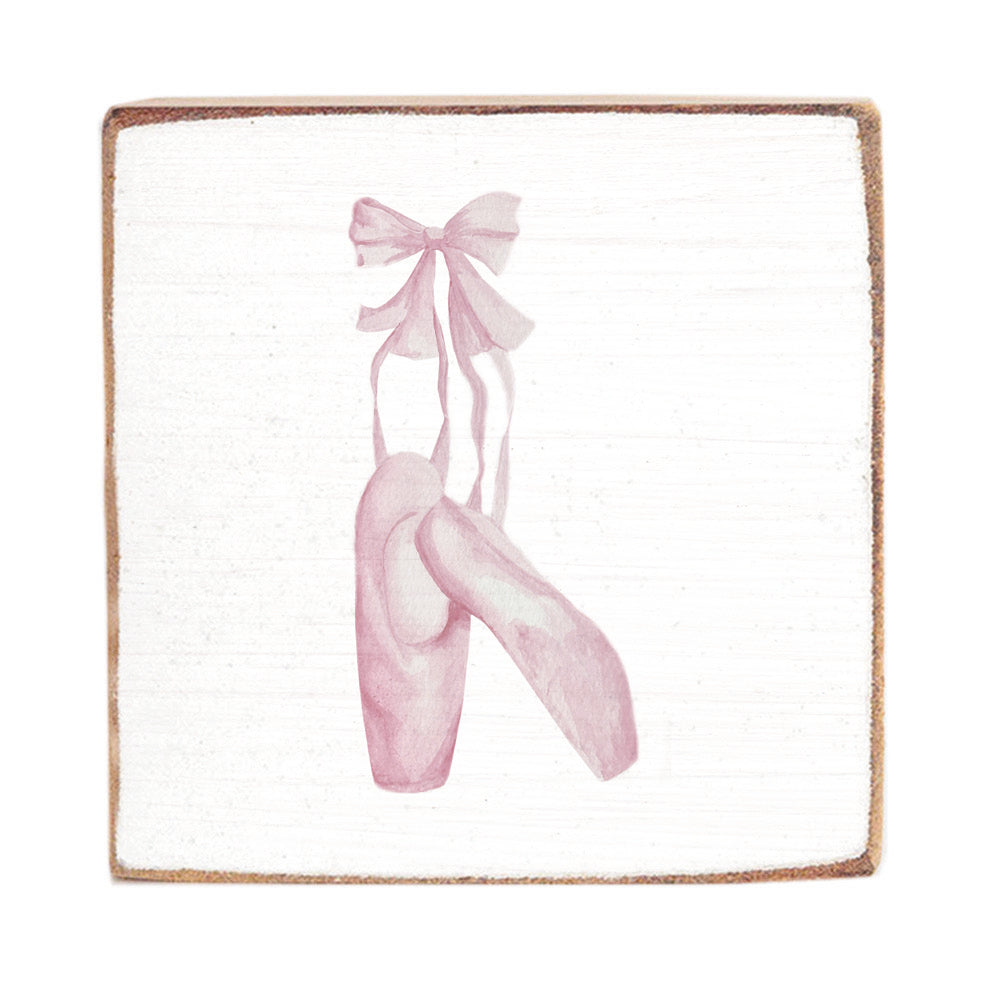 Rustic Marlin 6x6 Block with Ballet design. Handcrafted rustic décor and gift for dancers and ballet lovers. Available at Be Charmed.