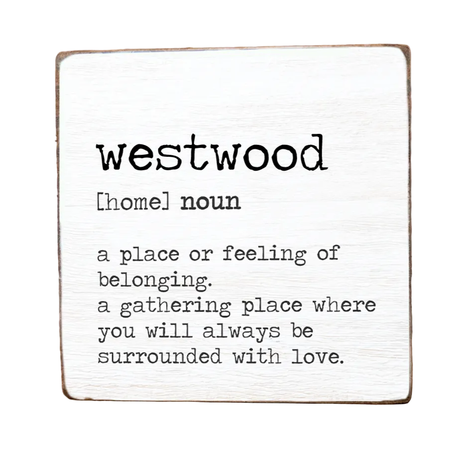 Rustic Marlin 6x6 Block Sign with Westwood definition. Perfect hometown décor or local gift. Available at Be Charmed