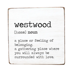 Rustic Marlin 6x6 Block Sign with Westwood definition. Perfect hometown décor or local gift. Available at Be Charmed