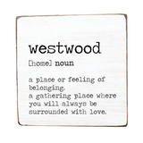 Rustic Marlin 6x6 Block Sign with Westwood definition. Perfect hometown décor or local gift. Available at Be Charmed