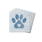 Rustic Marlin Welcome Paws wooden coaster with paw-print design, available at Be Charmed.