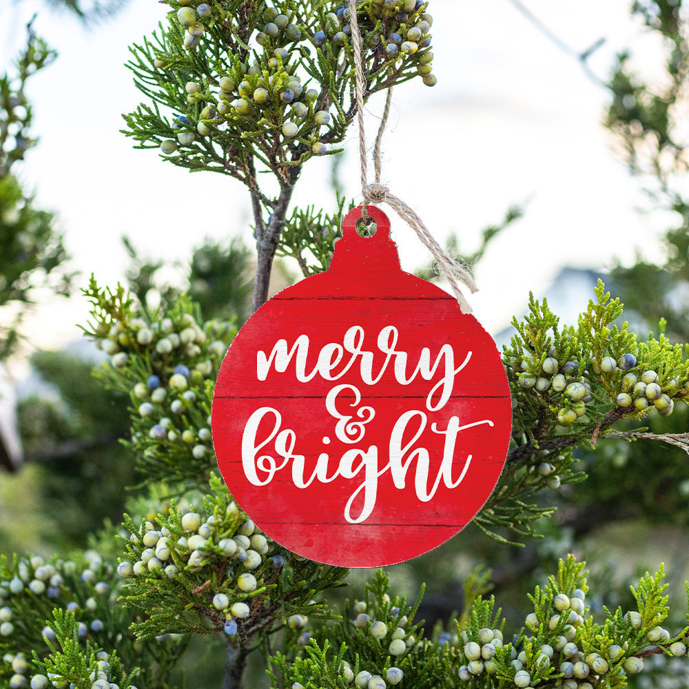 Rustic Marlin Ornament featuring “Merry & Bright.” Perfect Christmas décor or festive gift. Available at Be Charmed