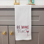 Rustic Marlin Be Mine Wine tea towel with wine theme, farmhouse kitchen decor by Be Charmed, Available at Be Charmed