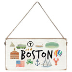 Rustic Marlin Twine Sign with Boston Icons design. Handcrafted city décor accent, perfect for Boston pride. Available at Be Charmed.