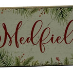 Rustic Marlin greenery Medfield twine sign with natural hometown décor style, Available at Be Charmed