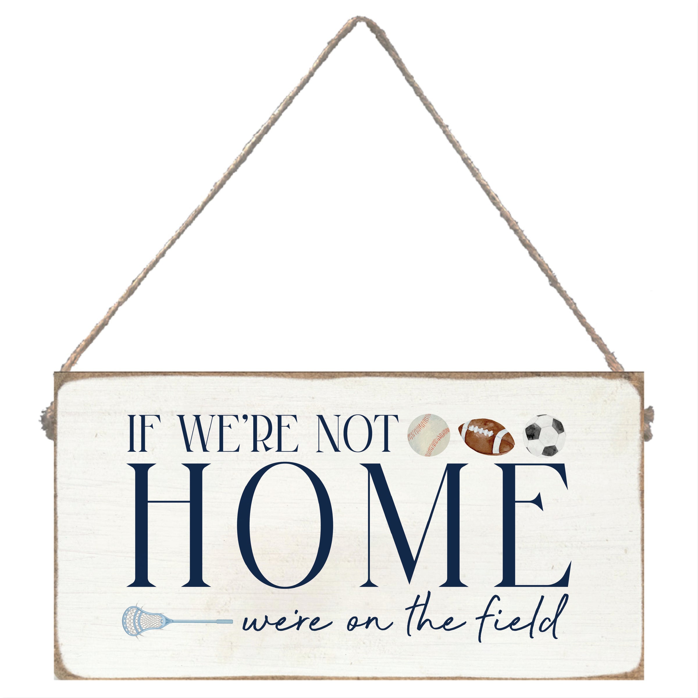 Decorative sign with sports-themed text and symbols on a white background. Available at Be Charmed