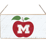 Rustic Marlin M Apple twine hanging sign with farmhouse style apple design, charming home décor accent, Available at Be Charmed