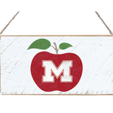 Rustic Marlin M Apple twine hanging sign with farmhouse style apple design, charming home décor accent, Available at Be Charmed
