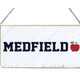 Rustic Marlin Twine Sign with “Medfield Apple” design. Perfect farmhouse décor or local accent. Available at Be Charmed
