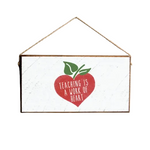 Rustic Marlin Teacher Heart twine hanging sign honoring educators with heartfelt design, meaningful classroom or gift décor, Available at Be Charmed