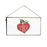 Rustic Marlin Teacher Heart twine hanging sign honoring educators with heartfelt design, meaningful classroom or gift décor, Available at Be Charmed