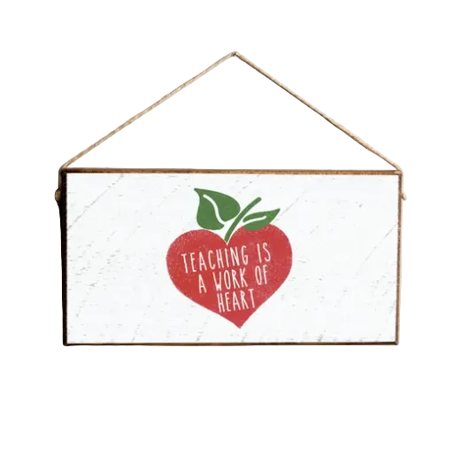 Rustic Marlin Teacher Heart twine hanging sign honoring educators with heartfelt design, meaningful classroom or gift décor, Available at Be Charmed