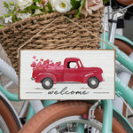 Rustic Marlin Twine Sign with Welcome Truck Hearts design. Perfect farmhouse entryway décor or gift. Available at Be Charmed