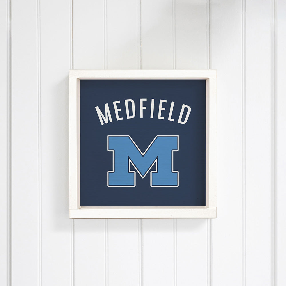 Rustic Marlin Navy Medfield Warriors Wall Art  hanging on white wall. Available at Be Charmed