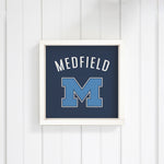 Rustic Marlin Navy Medfield Warriors Wall Art  hanging on white wall. Available at Be Charmed