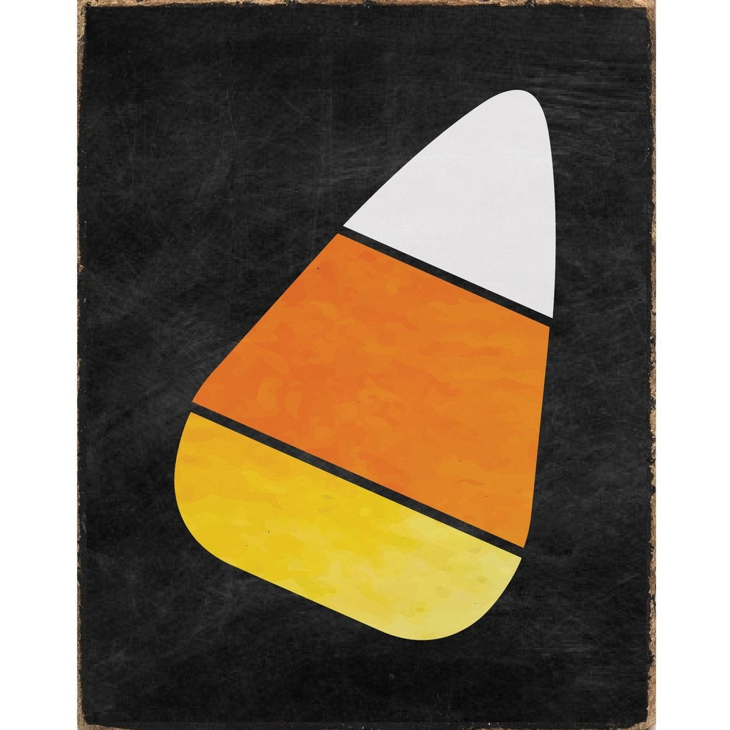 Rustic Marlin Wood Block with Candy Corn Black design. Perfect Halloween or fall décor or gift. Available at Be Charmed