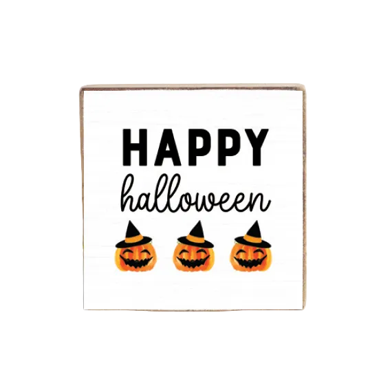 Rustic Marlin Wood Block with “Happy Halloween” message. Perfect fall or Halloween décor or gift. Available at Be Charmed