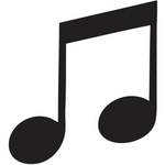A black and white image of a rustic marlin wood block with a music note design. Available at Be Charmed