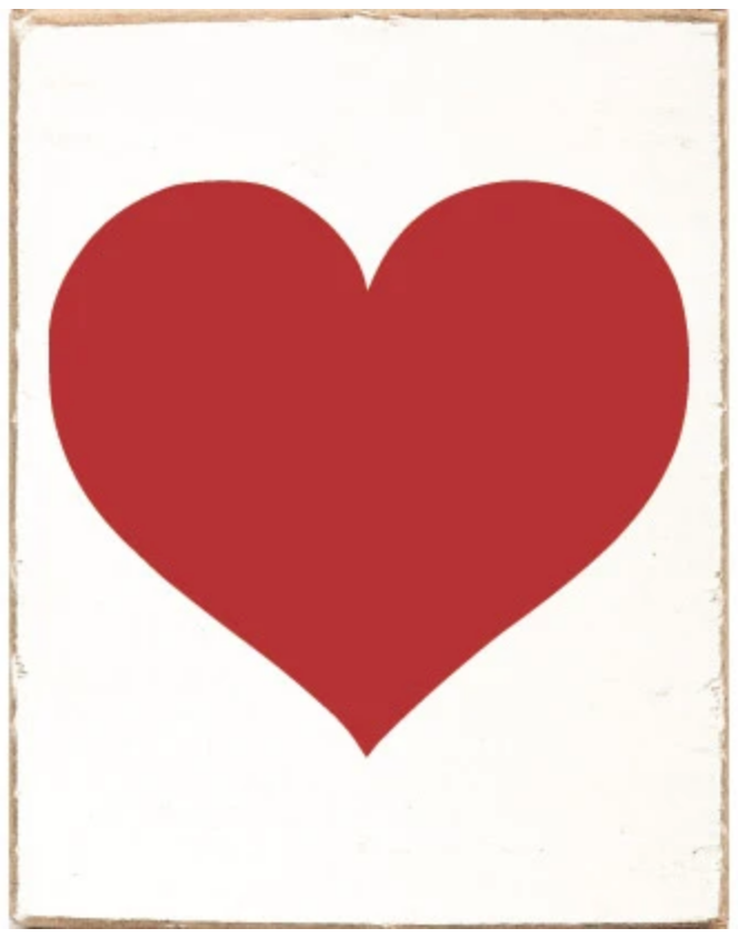 Rustic Marlin Wood Block - Red Heart wall decor, handcrafted wooden art piece. Available at Be Charmed.