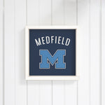 Rustic Marlin Navy Medfield Warriors Wall Art  hanging on white wall
