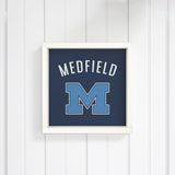 Rustic Marlin Navy Medfield Warriors Wall Art  hanging on white wall