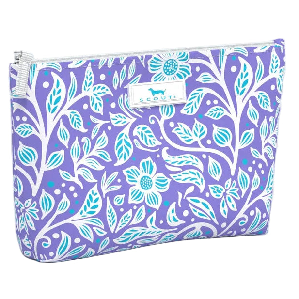 Purple floral patterned pouch on a white background. Available at Be Charmed