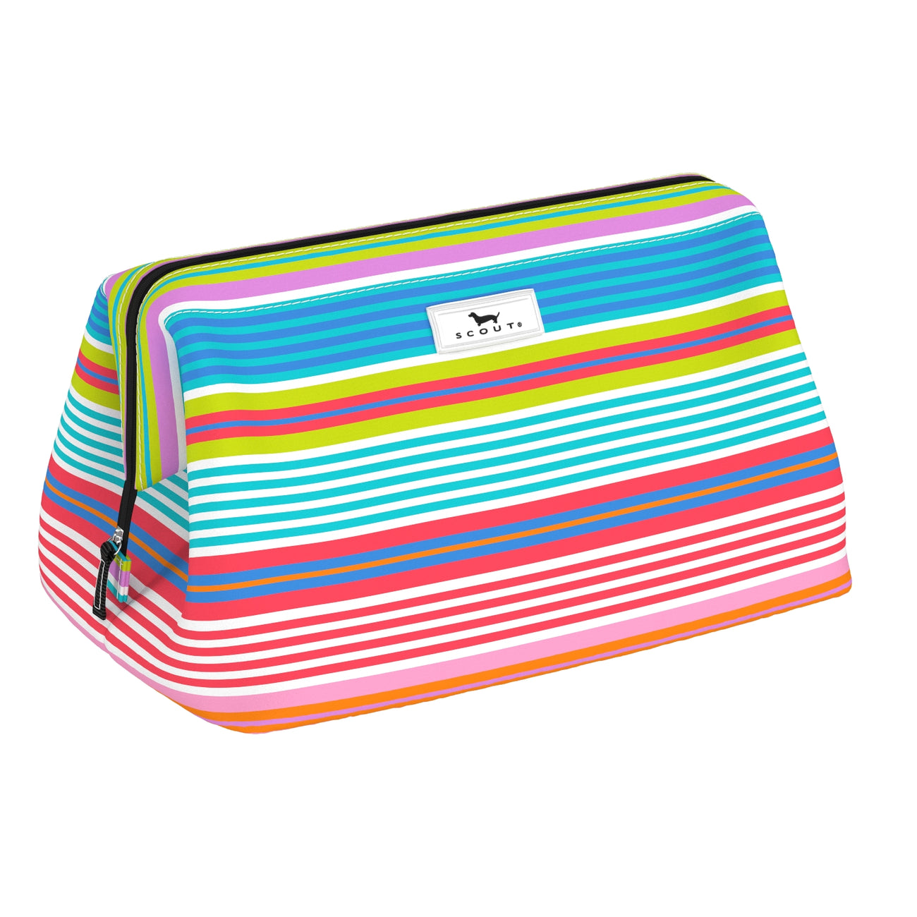 ScoutFruit of Tulum Big Mouth makeup bag with wire‑frame wide opening & pockets – available at Be Charmed