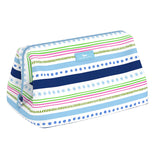 Scout All the Trimmings Big Mouth makeup bag with wire‑frame wide opening & pockets – available at Be Charmed