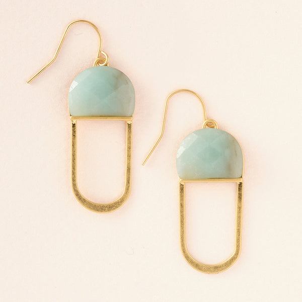 Scout Curated Wears Amazonite/Gold Modern Stone Chandelier Earrings with natural stones and gold accents, available at Be Charmed.