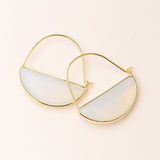 Stone Prism Hoop Earrings in Opalite/Gold by Scout Curated Wears. Shimmering opalite on sleek gold hoops. Lightweight and elegant. Available at Be Charmed.