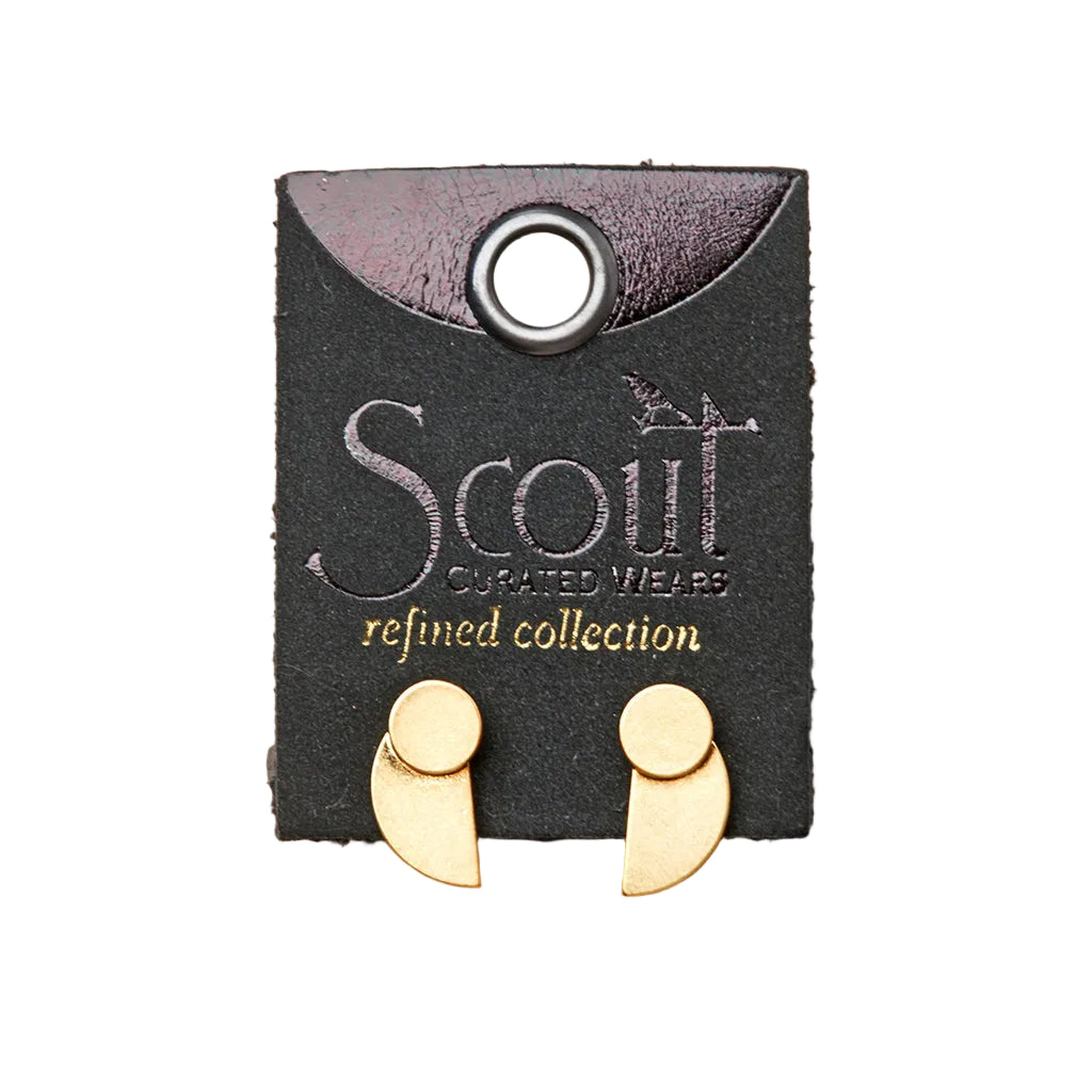 Scout Curated Wears Gold Vermeil Eclipse Stud Earrings on card available at Be Charmed.