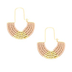 Rose Gold Chromacolor Miyuki U-Hoop Earrings by Curated Wears featuring hand-beaded, multicolor Miyuki glass beads in a modern U-shape. Available at Be Charmed.
