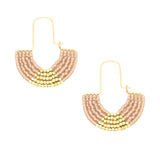 Rose Gold Chromacolor Miyuki U-Hoop Earrings by Curated Wears featuring hand-beaded, multicolor Miyuki glass beads in a modern U-shape. Available at Be Charmed.