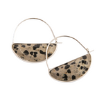 Dalmation Jasper/Silver Alt Text:
Scout Curated Wears Stone Prism Hoop Earrings featuring natural stone prism charms on lightweight hoops, available at Be Charmed.