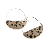 Dalmation Jasper/Silver Alt Text:
Scout Curated Wears Stone Prism Hoop Earrings featuring natural stone prism charms on lightweight hoops, available at Be Charmed.