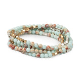 Agalmatolite/Silver/Gold Stone of Creativity
Scout Curated Wears Stone Wrap – versatile beaded strand worn as wrap bracelet or necklace with natural stones, available at Be Charmed.