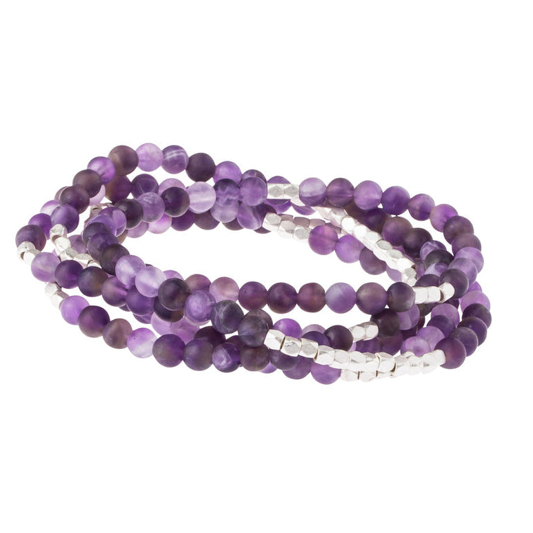 Scout Curated Wears Amethyst stone wrap bracelet layered natural stone jewelry stylish everyday accessory Available at Be Charmed