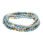 Blue Howlite Stone of Harmony Alt Text:
Scout Curated Wears Stone Wrap – versatile beaded strand worn as wrap bracelet or necklace with natural stones, available at Be Charmed.