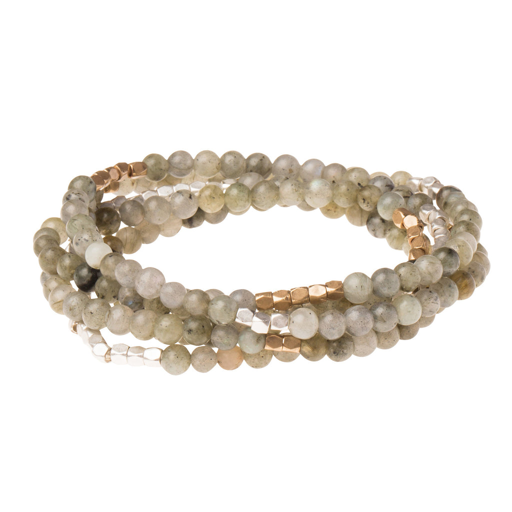 Labradorite Stone of Magic Scout Curated Wears Stone Wrap – versatile beaded strand worn as wrap bracelet or necklace with natural stones, available at Be Charmed.