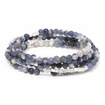 Sodalite/Silver Stone of Intuition Alt Text:
Scout Curated Wears Stone Wrap – versatile beaded strand worn as wrap bracelet or necklace with natural stones, available at Be Charmed.