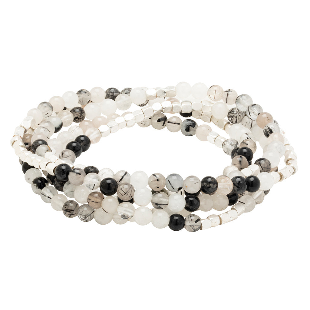 Stone Wrap Bracelet/Necklace in Tourmalinated Quartz by Scout Curated Wears. Protective gemstone jewelry, versatile design. Available at Be Charmed.