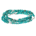 Turquoise/Silver Stone of the Sky Scout Curated Wears Stone Wrap – versatile beaded strand worn as wrap bracelet or necklace with natural stones, available at Be Charmed.